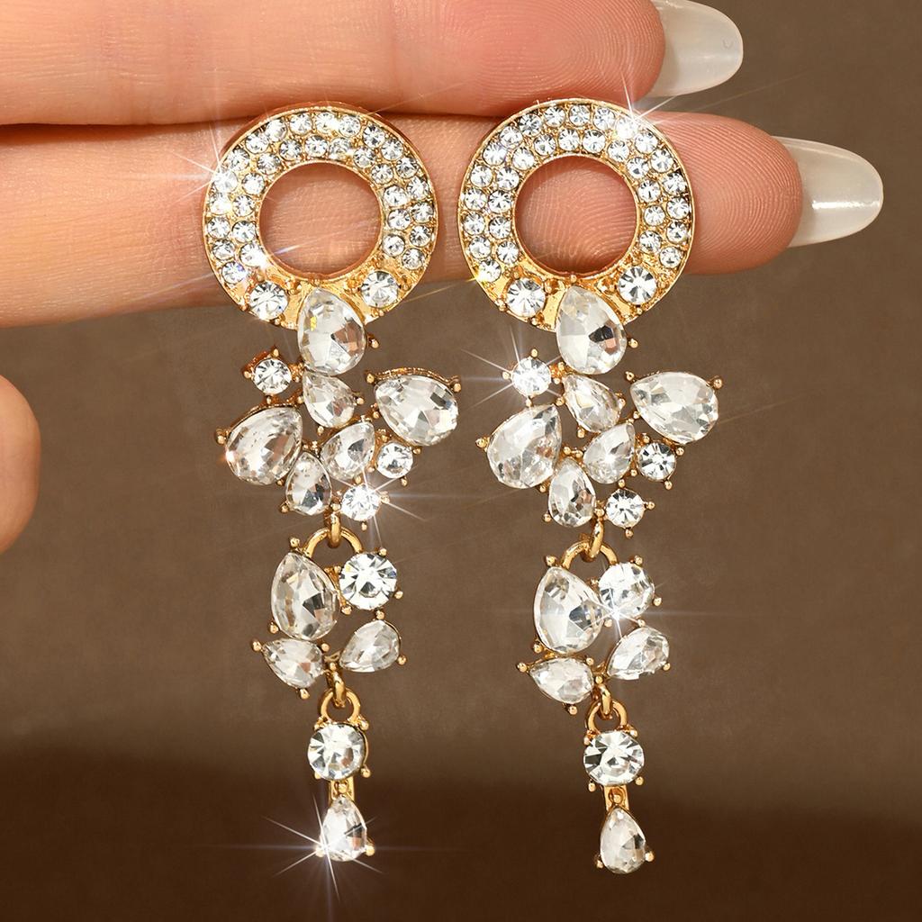 Französischer Hof Windschutzscheibe Kristall Rechteckige Ohrringe Exquisite Leichter Luxus High-End Stecker Ohrringe Mode Übertriebene Ohrringe Frauen