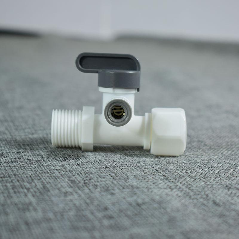 Gray Integrated Three-Way Ball Valve with 1/4" Connector Filter, 3/4" to 1/4" Pipe Fitting