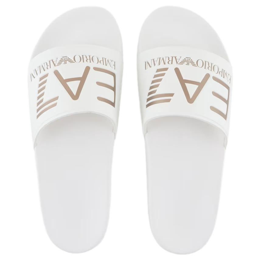Emporio Armani EA7 Open-Toe Slip-On Non-Slip Slide Sandals Unisex Footwear White 7X000108AF15118MZ095