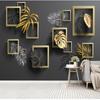 Mural Wallpaper Modern 3D Geometric Figure Black Leaf Wall Painting Living Room TV Sofa Bedroom Home Decor Fresco Papel De Parede 3 D