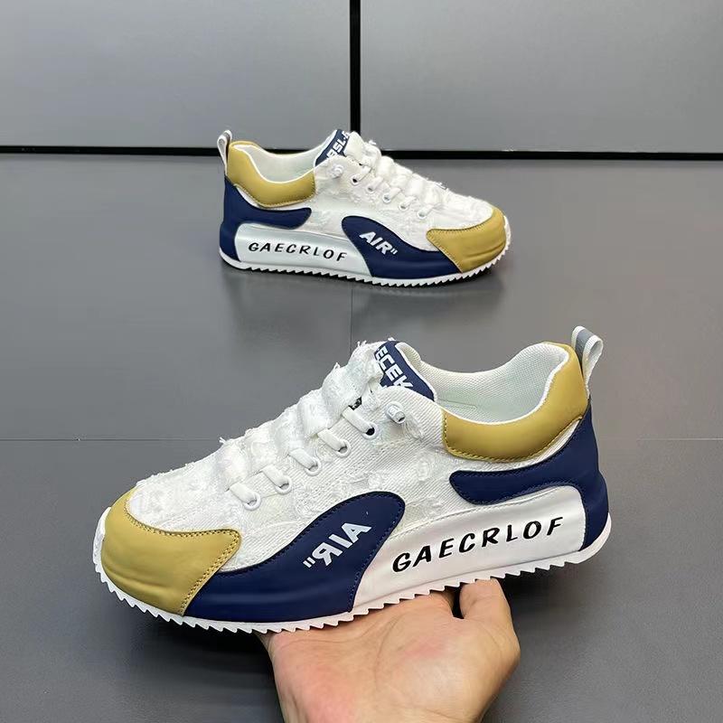 Fashion Chunky Sneaker Men Ripped Design Hollow Out Summer Breathable Board Shoes Fashion Casual Increased Internal Platform Shoes