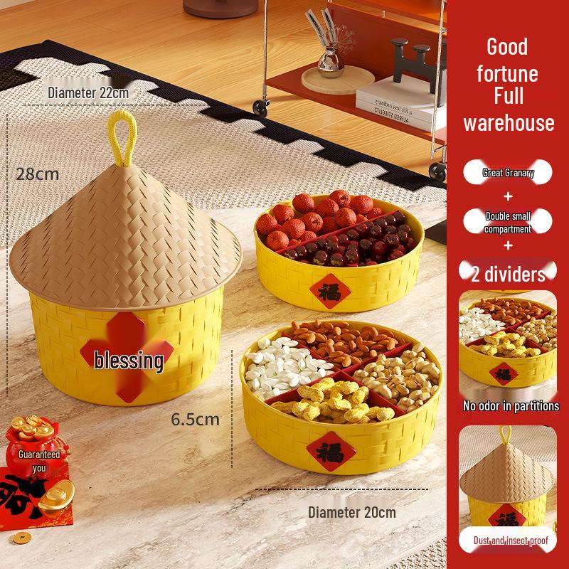 Granary Fruit & Nut Storage Bowl - Melon Seed, Candy, Snack Tray for Living Room