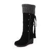 Stivali da Neve Pellicciati Autunno/Inverno Ebay Taglia Larga Tacchi a Zeppa Stivali Alti