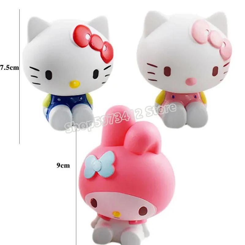 Hello Kitty Kuromi Melody Cinnamoroll Action Figure Toys Dolls Model Ornament Desktop Sanrio Kids Birthday Gifts Cake Decoration