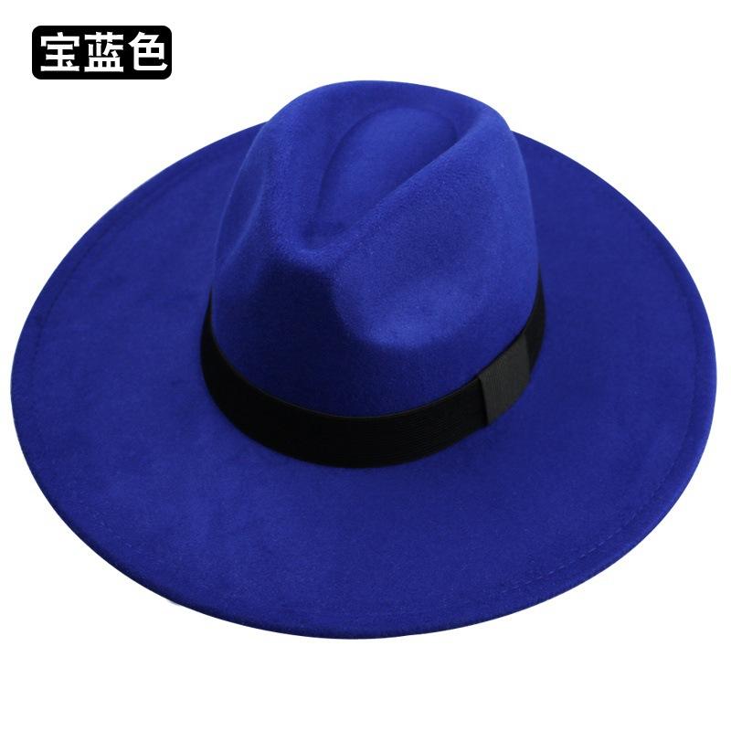 Top Hat Men's Woolen Big Brim Black Top Hat French British Retro Gentleman's Hat Big Head Circumference Hat Jazz Hat