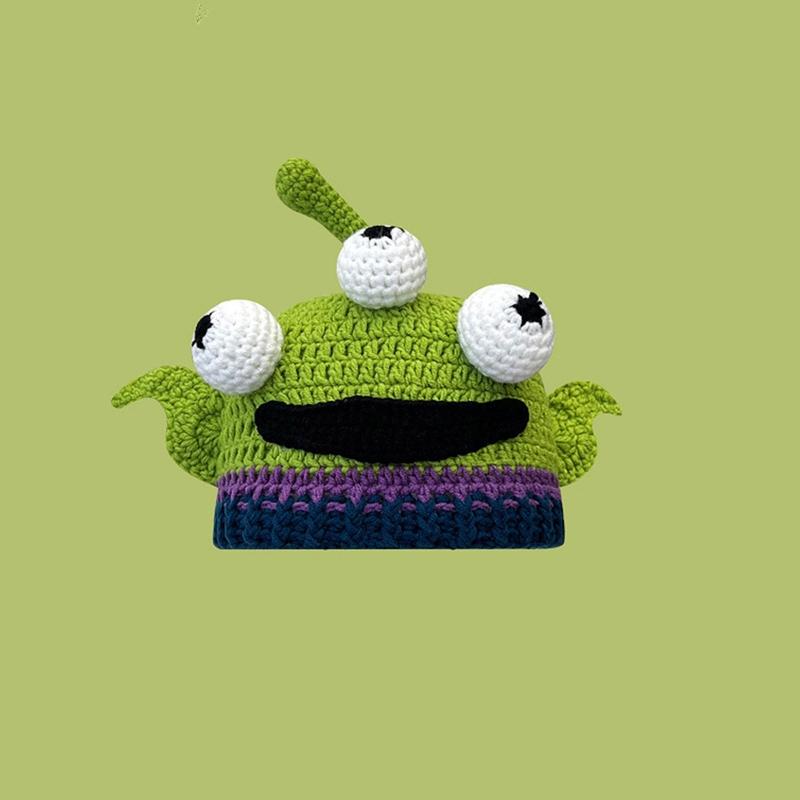Adult's Cartoon for Monster Shape Knitted Hats All-match Hat Warmer Knitted Cosplay Cap Winter Holiday Gifts for Unisex