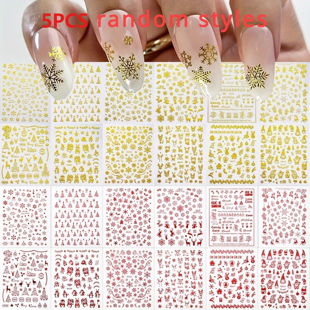 

Christmas Nail Art Decals Elk Snowflake Penguin Single Use Self-Adhesive Plastic Nail Embellishment with Glitter Christmas Decor