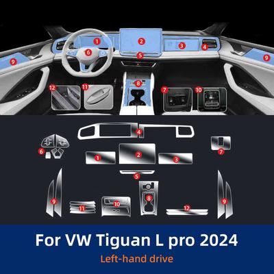 For Volkswagen Tiguan L Pro VW 2024 2025 TPU Protective Film Clear Interior Center Console Gear Panel Anti-scratch Accessories