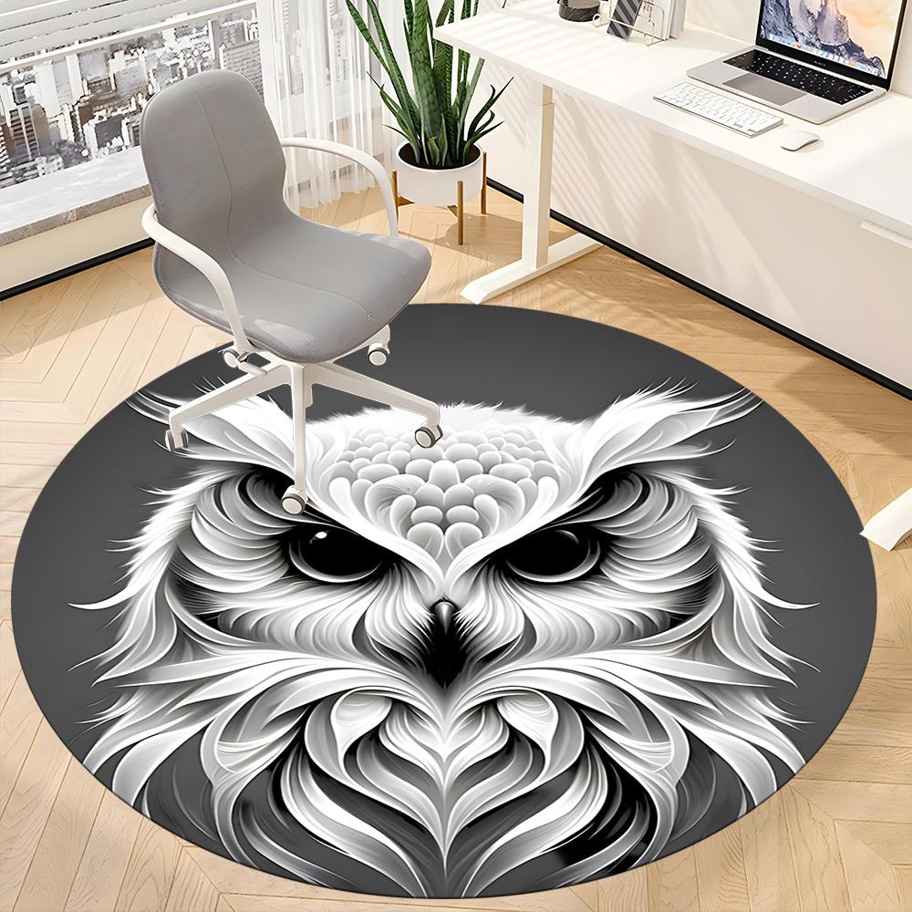 1pc Owl Face Artwork Chair Carpet for Office, Round Non-Slip Durable Large Size Office Carpet, Suitable for Office, Beautiful Decoration