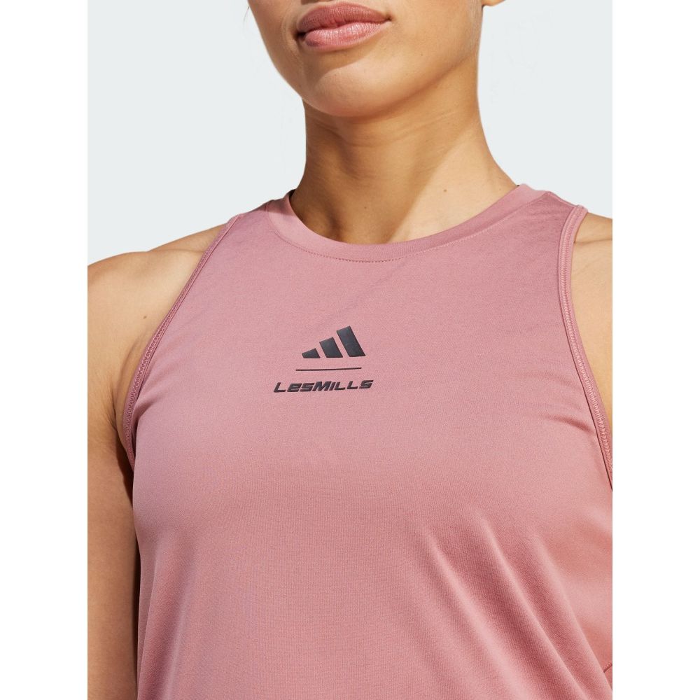 adidas X Les Mills Canotta Sportiva Versatile Traspirante con Stampa Lettere Donna Top Marrone Scuro Rosso JJ3151