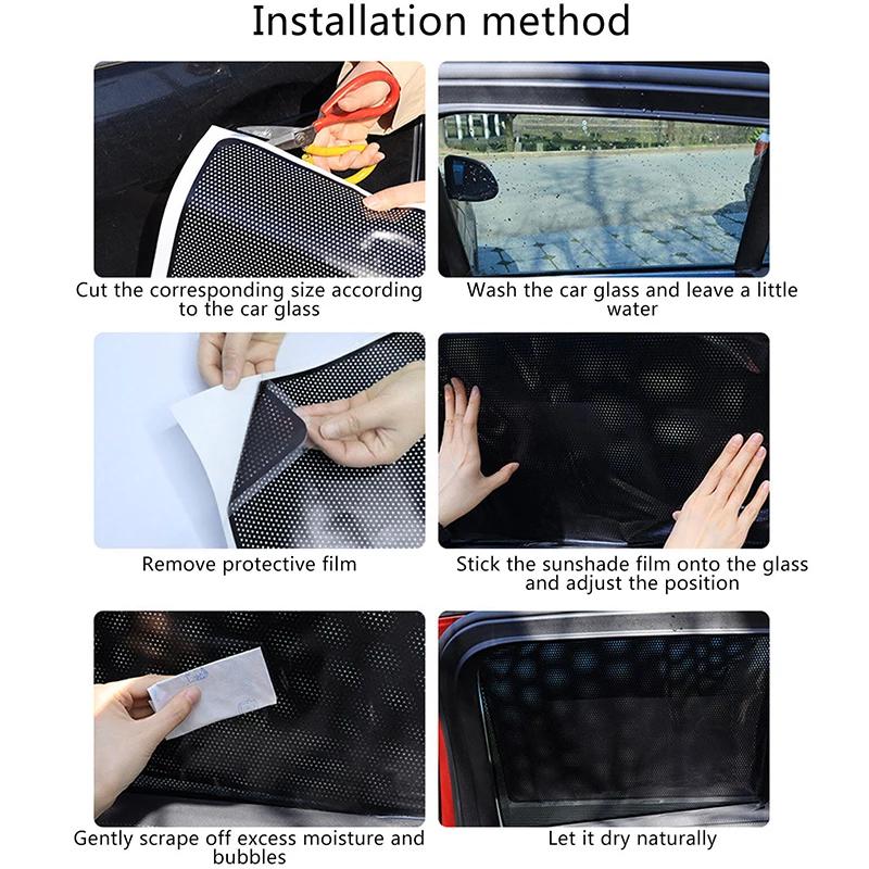 2/4Pcs Universal Car Side Window Sun Shade Mesh Protector Auto Black UV Protection Film Sticker Car Rear Side Window Sunshade