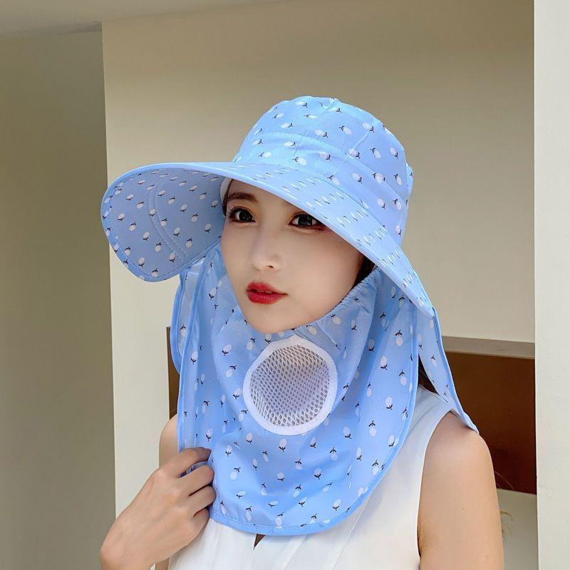 

Summer Sun Protection Hat Women s Sun Protection Sunshade Mask Big Brim All-Matching Hat UV Tea Picking Sanitation Farmland Sun Protection Blue No specifications