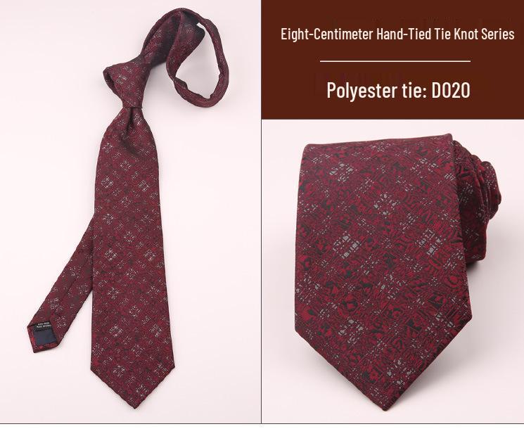 8cm Men's Formal Striped Plaid Tie for Business, Wedding, or Professional Wear - Black or Red, Korean Style