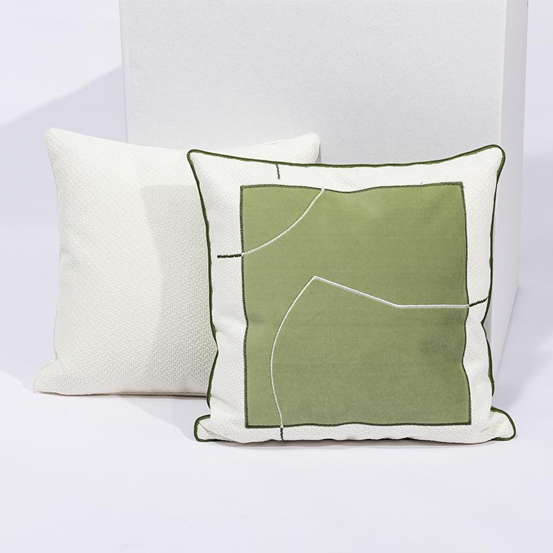 Green Nordic Embroidery Throw Pillow - Living Room, Sofa, Bed & Bay Window Cushion, Pillowcase In Stylish Design