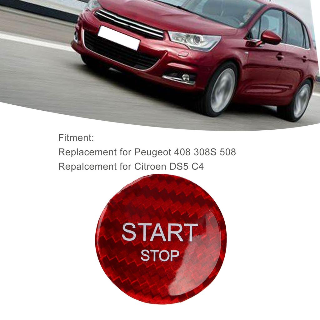 Engine Start Stop Button Cover Carbon Ignition Starter Sticker Replacement for 408 308S 508