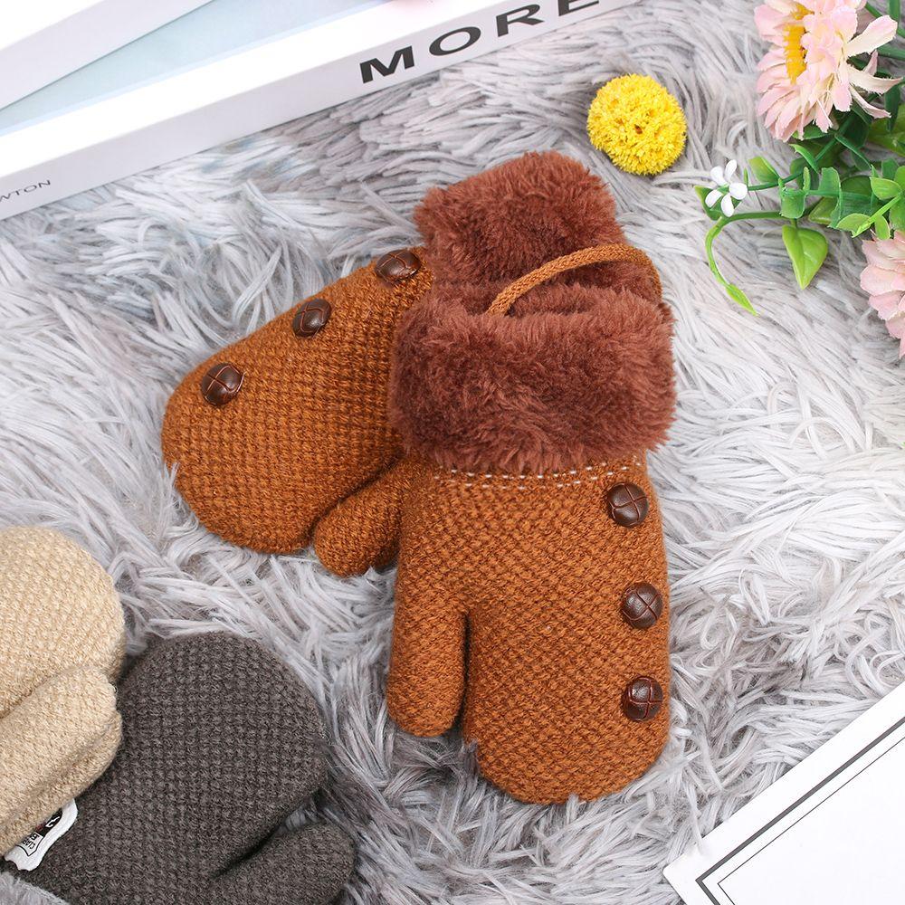 New Hot Cartoon Keep Finger Warm Lovely Kids Gloves Plus Velvet Knitting Mittens Thick