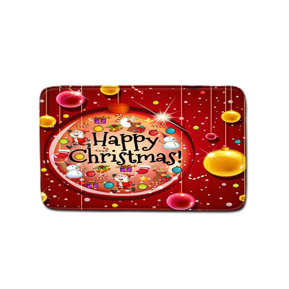Christmas Shower Curtain Floor Mat Combination Four-Piece Set Bathroom Toilet Carpet Shower Room Mat Foot Mat