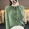 New Crew Neck Knitted Autumn and Winter Coat Casual Versatile Twist Loose Cardigan Sweater Women