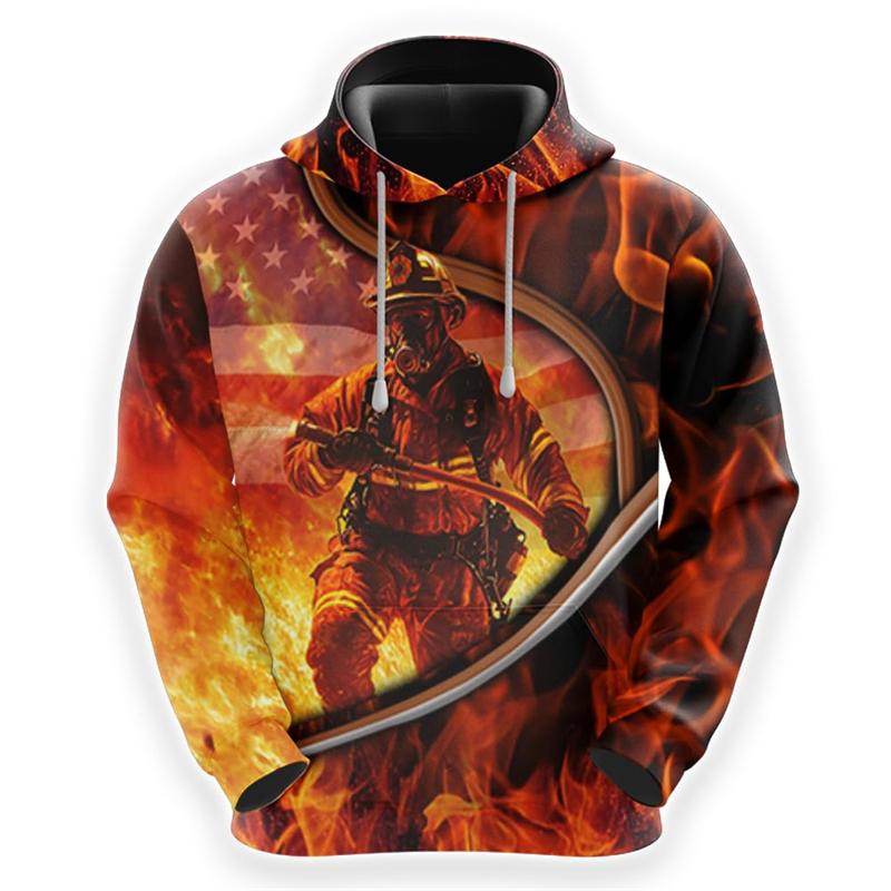 Fashion Firefighter Hero Profession Graphic Sweatshirts Fashion Male Pullovers Streetwear Fireman Work Sweatshirts Harajuku Tops