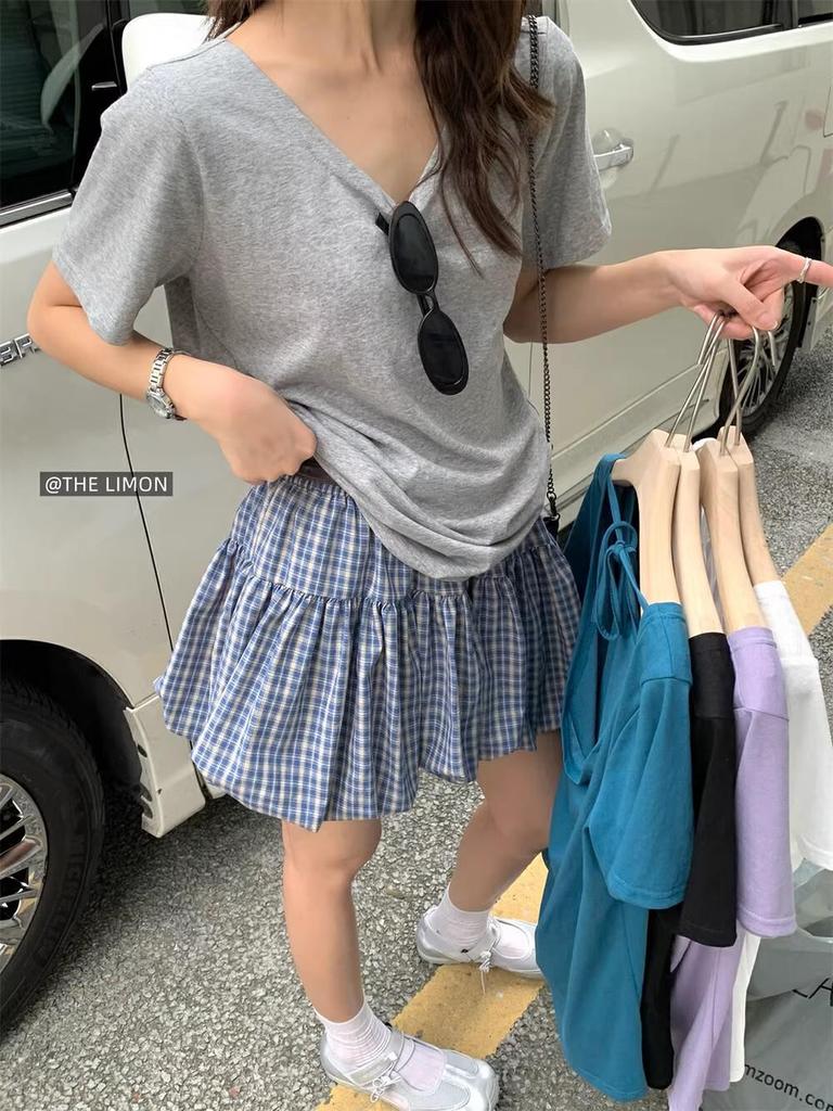 Autumn 2025 Women's Plaid Ruffle A-Line High Waist Slimming Short Skirt, Anti-Exposure