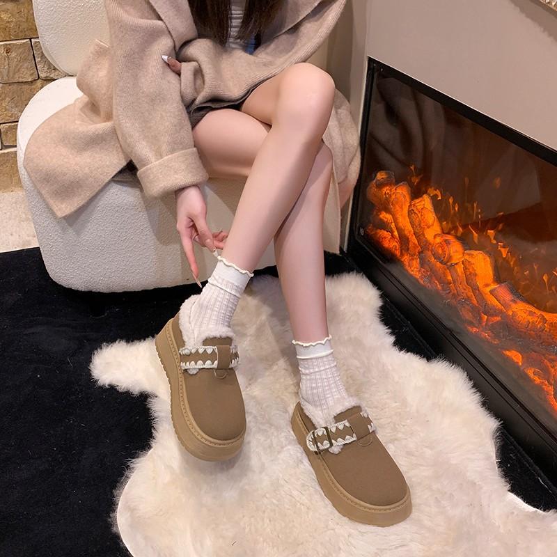 

Women s Thick Bottomed Fleece Lined Winter Boots Full Covered Retro Style Comfortable Cotton Shoes Women s Flat Heel Snow Boots 40