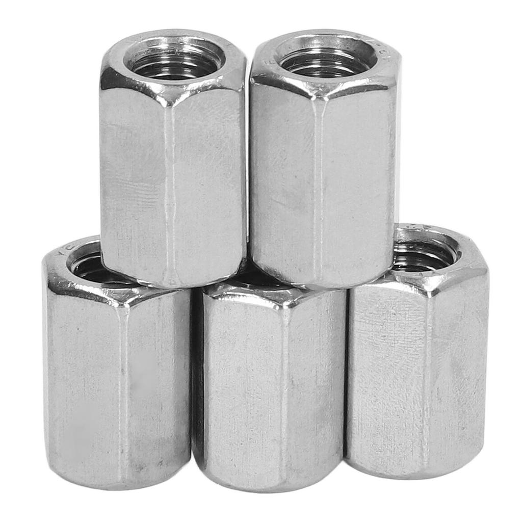 5PCS Hex Connection Nut M12 X 1.75 19 L30mm Stainless Steel Rustproof 6 Sides Long Rod Nut for Installation