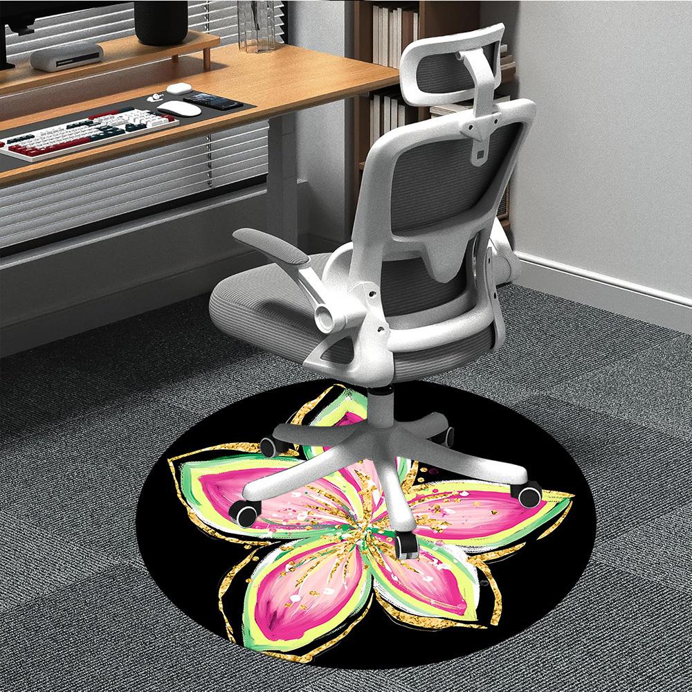 1pc Floral Bloom Office Round Area Rug, Indoor Mat Suitable For Office, Under Office Chairs Bedroom Living Room Home Decor, Room Deco