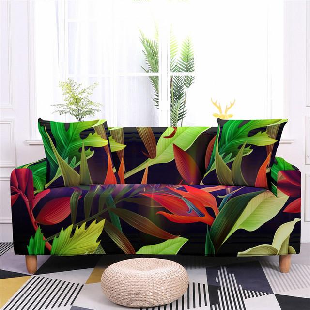 

Эластичные чехлы на диваны для гостиной, разноцветные чехлы для диванов с принтом листьев, L-образная секционная защита для дивана, домашний декор для отеля 1 seat 90-140cm