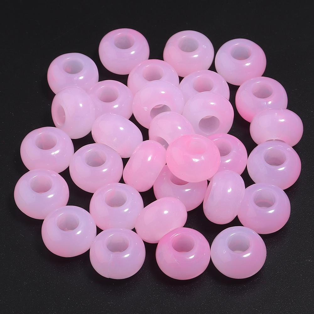 50pcs/lot 14mm Colored Round Acrylic Beads Big Hole Spacer Loose Beads For Jewelry Making DIY Crafts Bracelet Necklace Accessory
