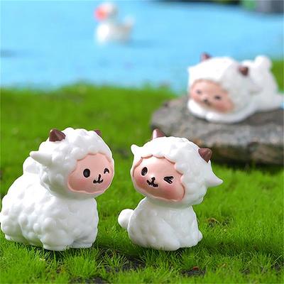 Niedliches Cartoon Schaf Mikro Landschaft Ornament Lamm Figuren Miniaturen Heim Desktop Dekorationen Puppenhaus Requisiten Zubehör Geschenk