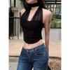 # Sisjuly# Korean Women Wear Fashionable Elegant Lady Mesh Collar Halter Spaghetti Straps Women Silm Beauty Back Vest