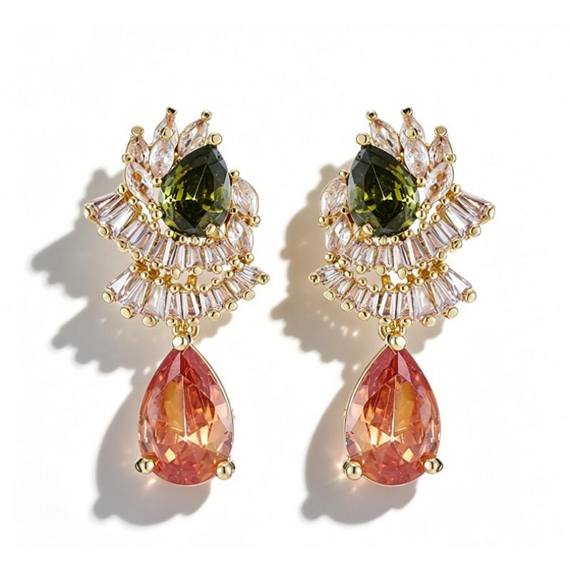 Elegant Zircon Waterdrop Earrings Women Sterling Post Lightweight Luxury Minimalist Jewelry