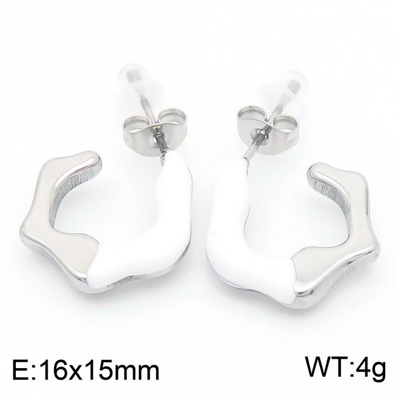 Elegant C-Shaped Stainless Steel Geometric Earrings for Women