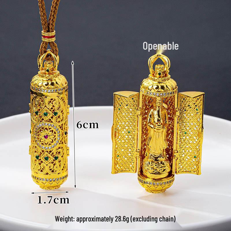 

Vietnamese Sand Gold God of Wealth Pendant Necklace with Zircon Inlay - Women s Long-lasting Color Retention Accessory