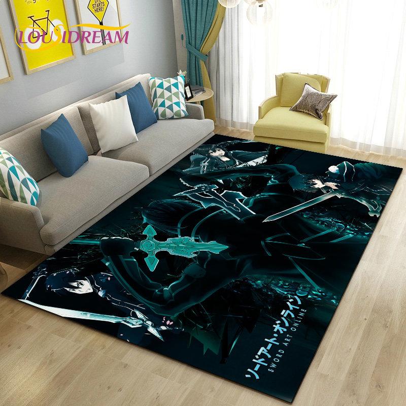 SAO Sword Art Online Anime Area Rug Large,Carpet Rug for Living Room Bedroom Sofa Doormat Decoration, Non-slip Floor Mat Cover
