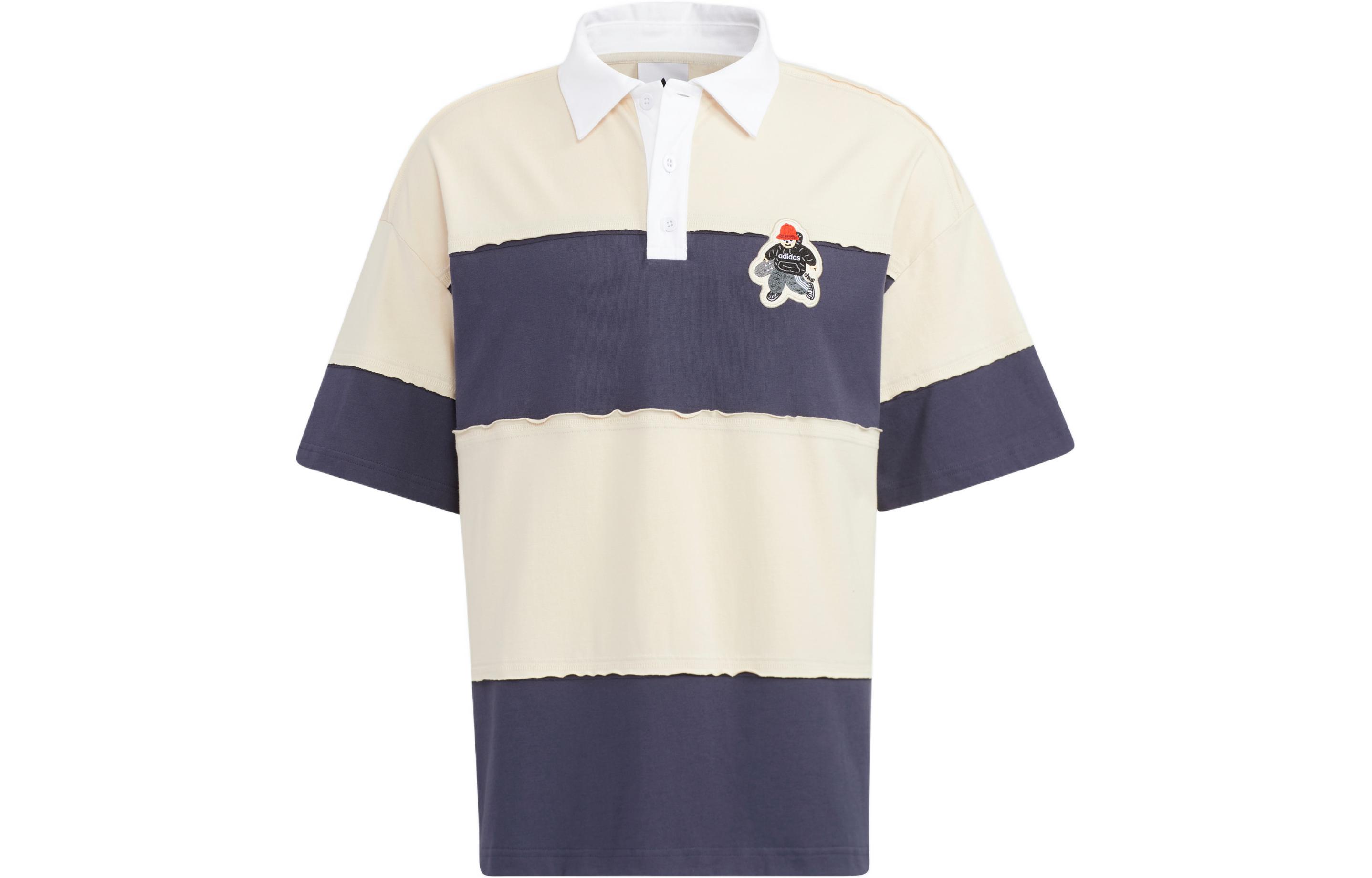 

adidas originals CHARR Cartoon Striped Colorblock Polo Shirt Yellow HR3467 XXXL