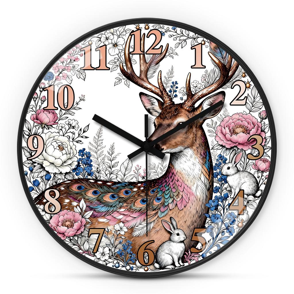 High-Quality 1 High-Quality Piece High-Quality Of High-Quality A Deer-Themed High-Quality Wall High-Quality Clock, 8-12Inch High-Quality Round