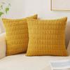 Green Soft Boho Striped Corduroy Throw Pillow Covers, Modern Farmhouse Decor for Sofa Living Room Bed Car 45x45CM Cushion Cover