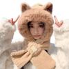 Lovely Beanie Hat Scarf Set Women Faux Fur Warm Winter Hat Neck Circle Scarf Ski Snow Hat Cap Bear Plush Hat Ear Protection