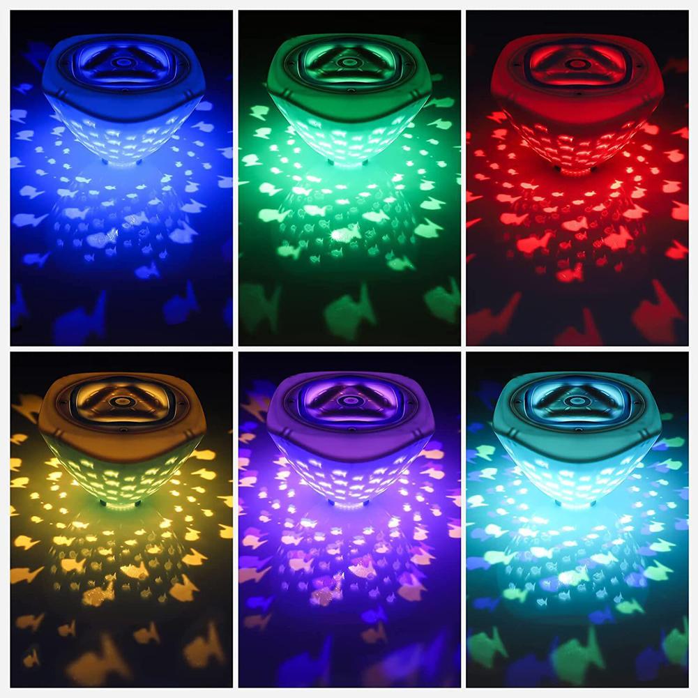 Floating Pool Light LED Fish Pattern Projection Lamp IP67 Waterproof Bathtub Lights with 4 Color Lights 6 Light Modes