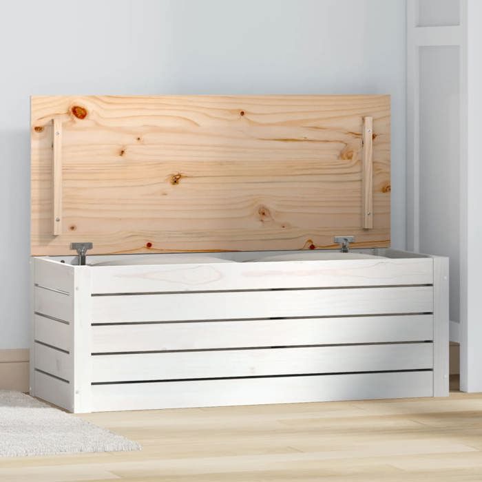 823620 vidaXL Storage Box White 89x36.5x33 Cm Solid Pine Wood