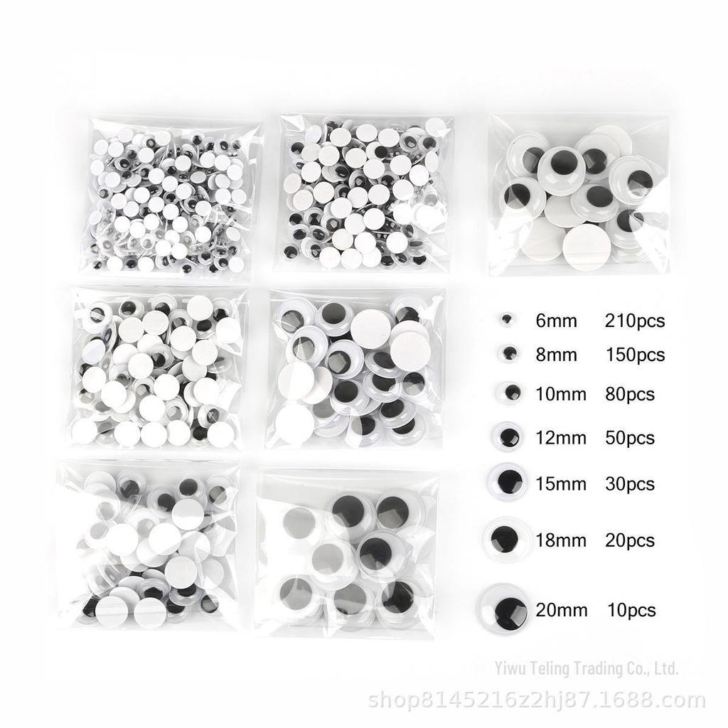 Pre-made DIY Toy Animal Accessories: Adhesive Black and White Moving Eyes for Kids