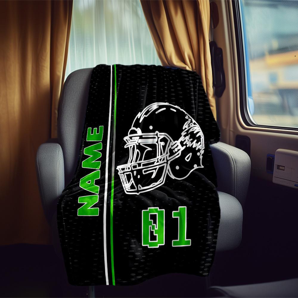 Football Helmet Design Customize Your Name Rv Blanket Comfortable Soft Lightweight All Season Multi Purpose Blanket For Travel Camping Picnic Sofa Bed