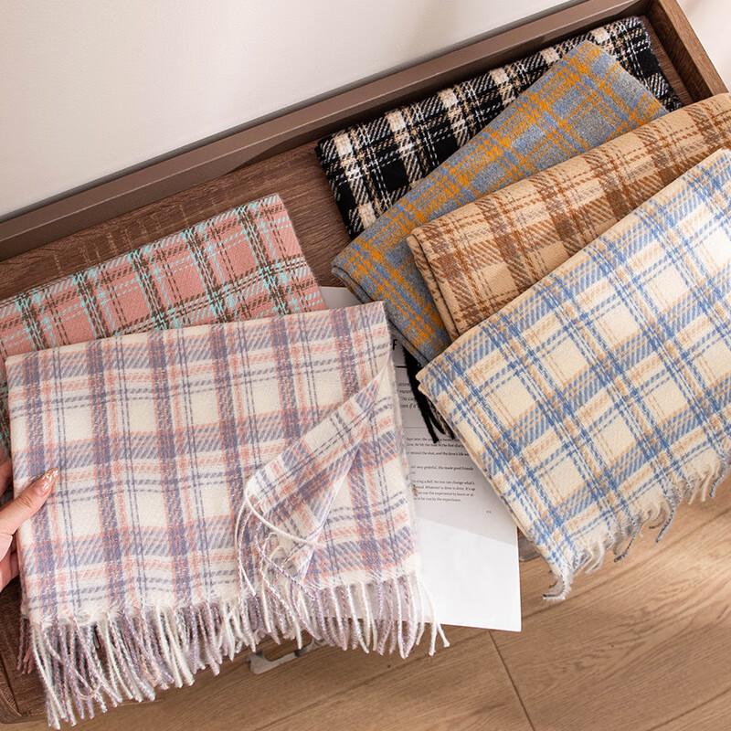 Classic Plaid Imitation Cashmere Tassel Scarf & Shawl