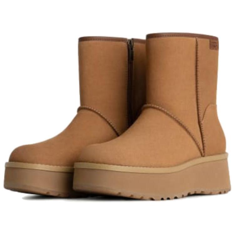 UGG Cityfunc Suede Warm Comfortable Versatile Short Snow Boots Women Boots Brown 1158196-CHE