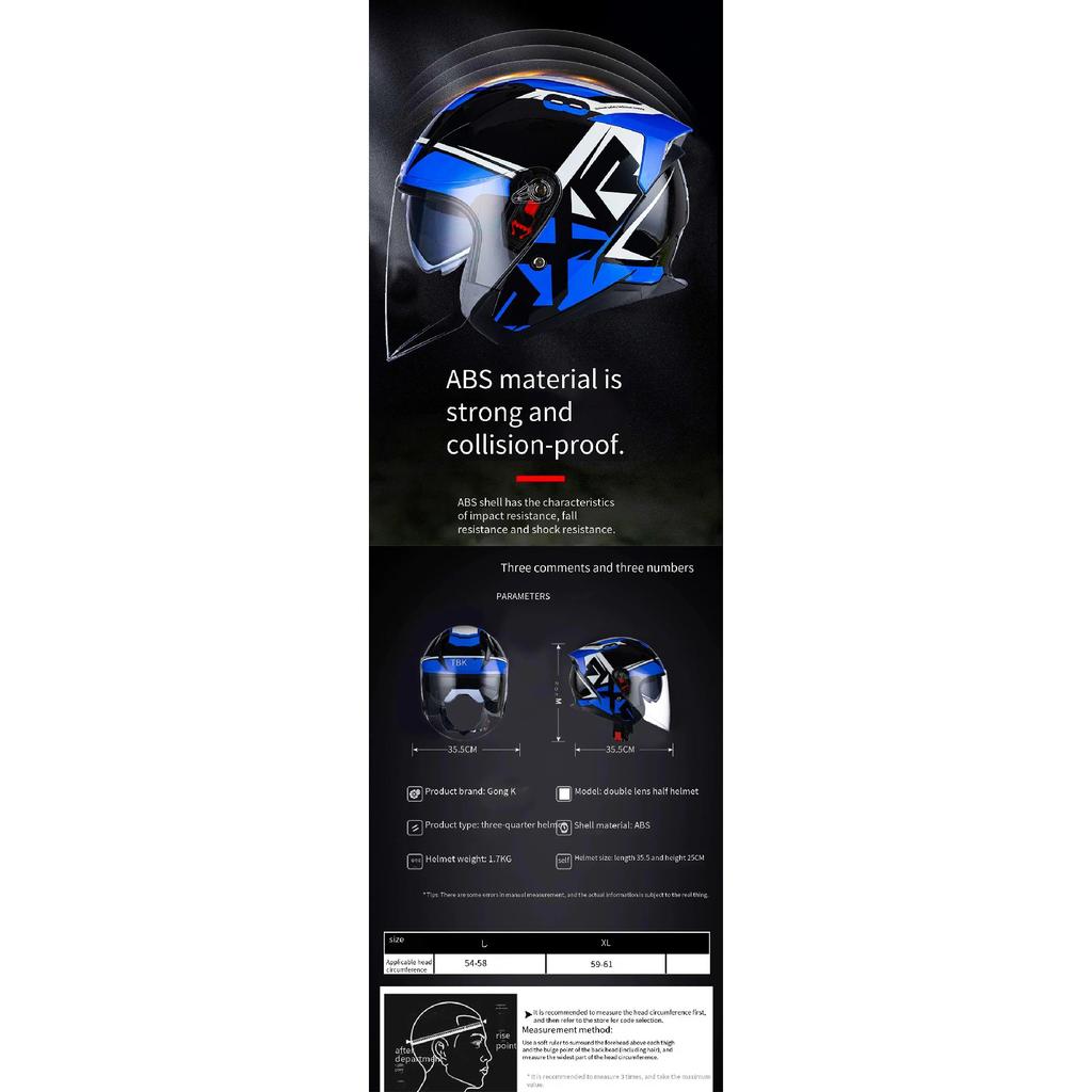 Unisex Motorcycle Helmet with Dual Lens Half Helmet Warm Three-Quarter Motorcycle Racing Style Scooter Helmet for All Seasons