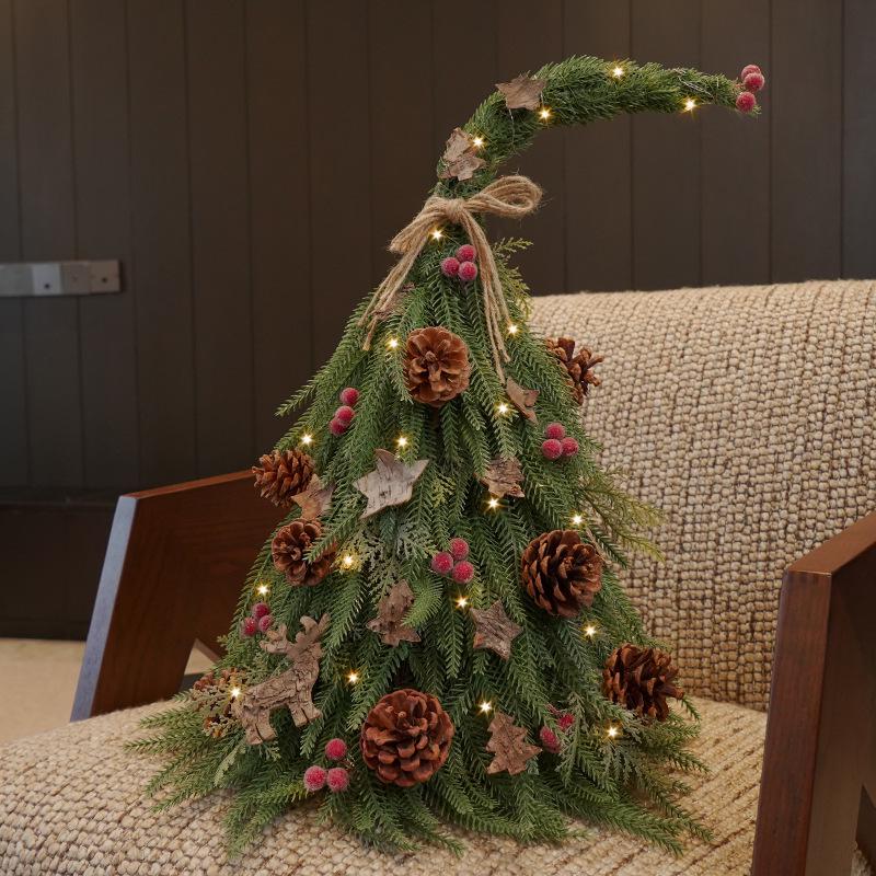 Pure PE Simulation Noble Fir Tree Desktop Ornament for High-End Restaurant and Hotel Christmas Decorations
