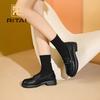Genuine Leather Women Loafers Round Toe Height Increasing Thick Bottom Shoes Fashion Comfortable Casual Shoes