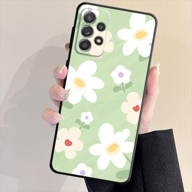 Μαύρη μαλακή πλάτη πολυτελής θήκη τηλεφώνου για Samsung Galaxy A33 A32 A21s A53 A22 A71 A31 A51 A13 A23 A72 A52 A11 Υπέροχο κάλυμμα λουλουδιών