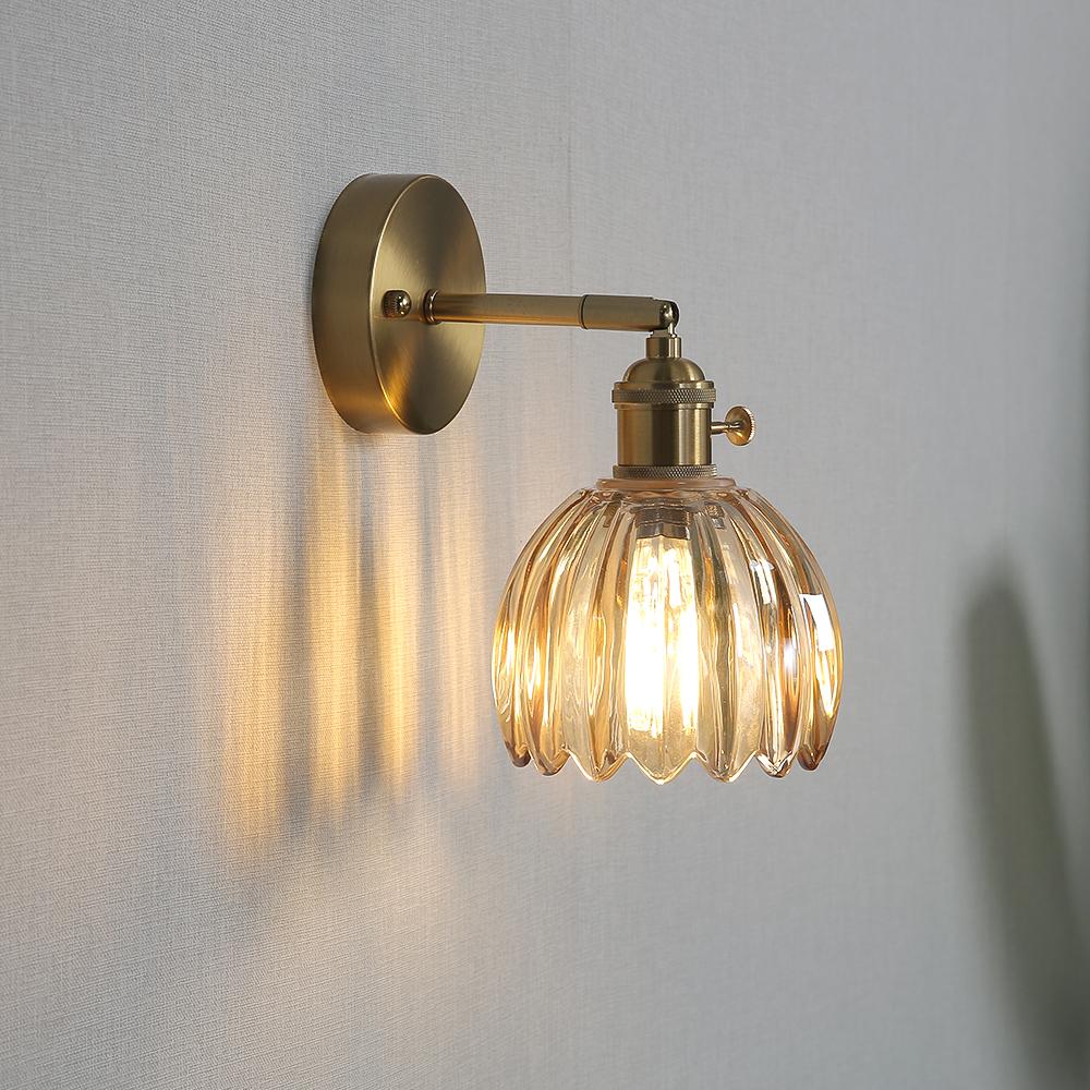 Japanese Retro Floral Glass Wall Lamps for Bedroom Study Led Mirror Light with Adjustable Wall Sconce Modern Simple Bedside Lamp